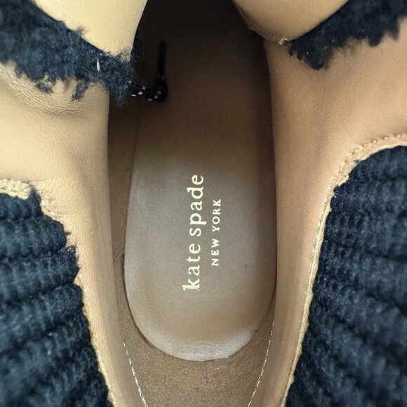 Kate Spade Willow Wedge Bootie Platform Suede Leather Shearling Black Women 9.5B - Picture 6 of 15